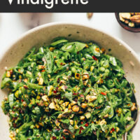 Bowl of vegan and gluten-free snap pea salad with zesty lemon vinaigrette