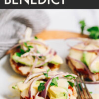 Plate of vegan and gluten-free "eggs" benedict