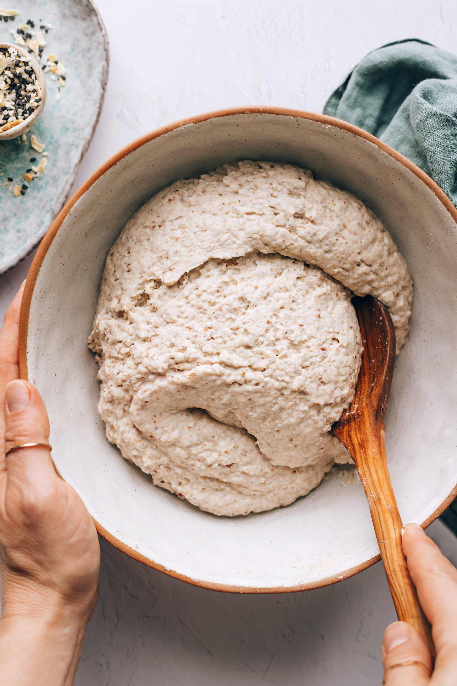 Bowl of gluten-free bagel dough