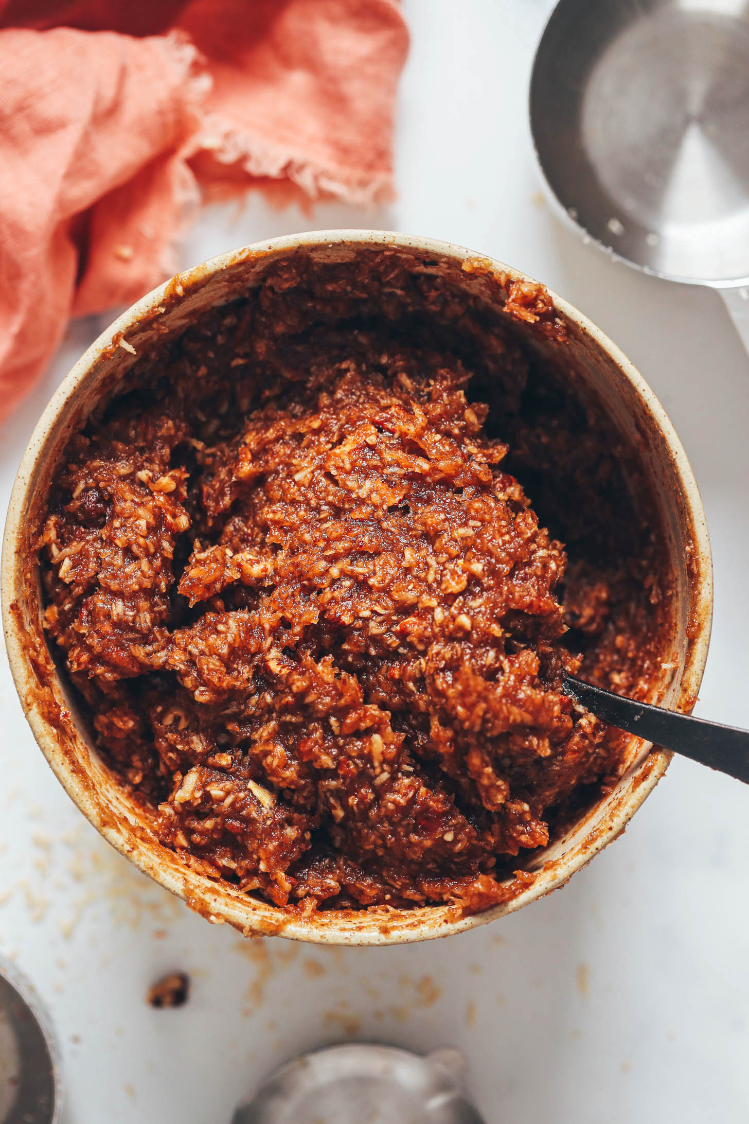 Date-sweetened coconut pecan frosting for German chocolate cake