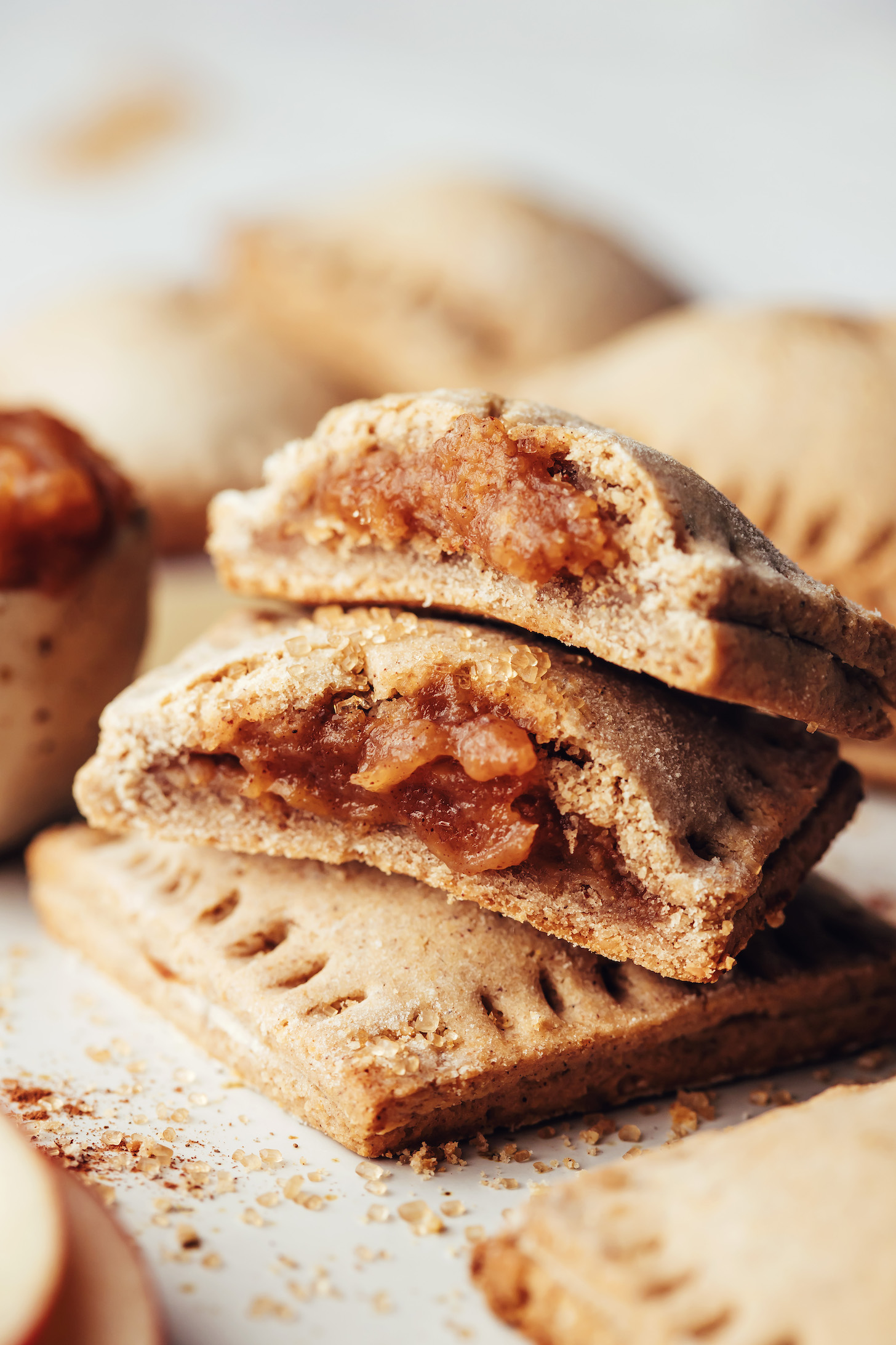 Stack of flaky gluten-free apple butter pop tarts