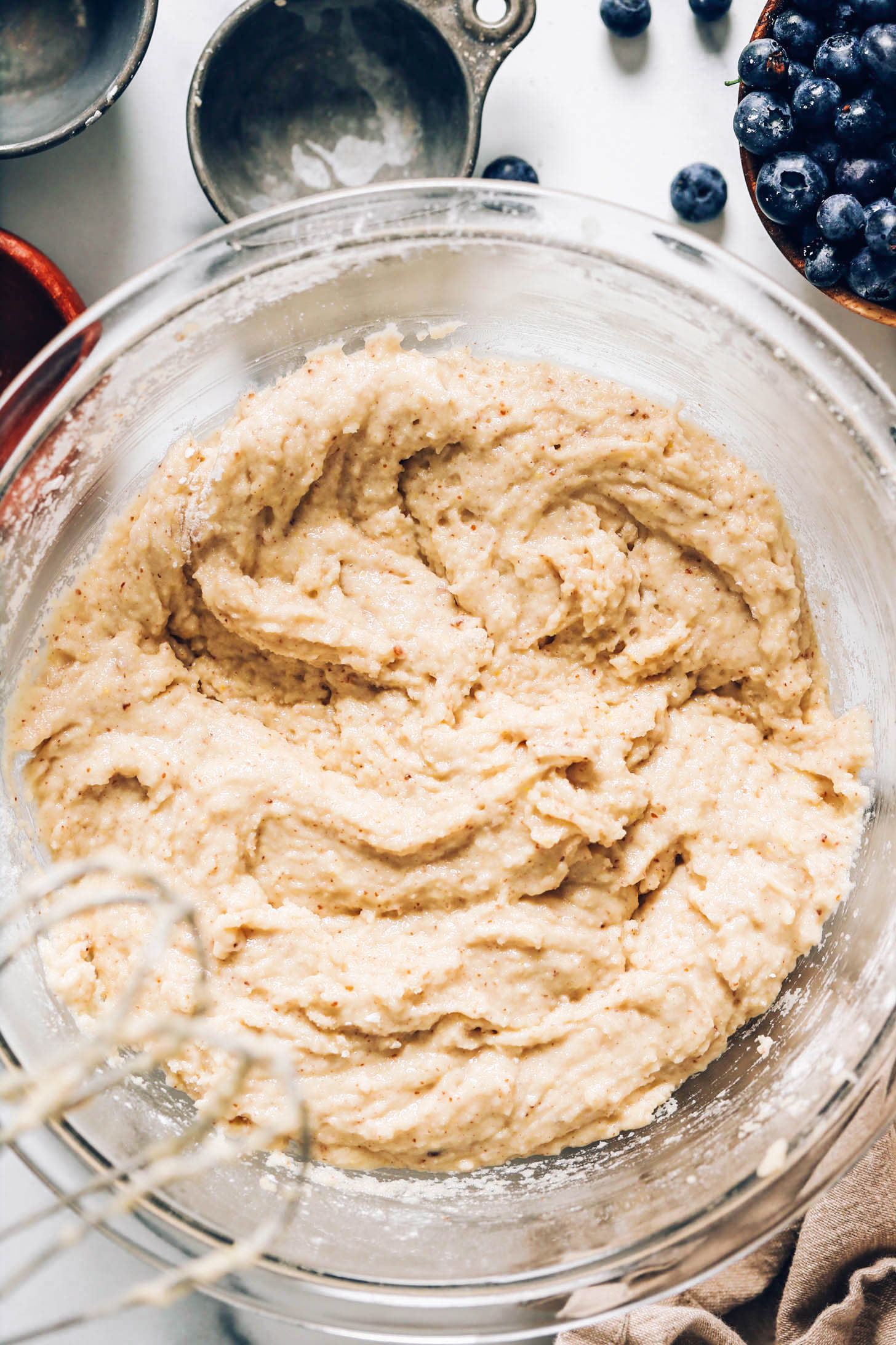 Gluten-free muffin batter whipped with a hand mixer