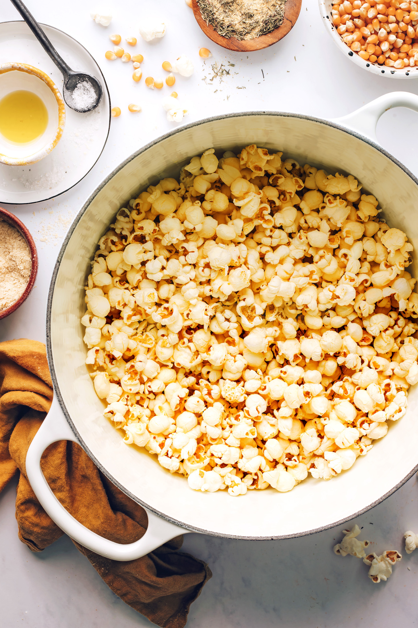 Large pot of perfectly popped popcorn