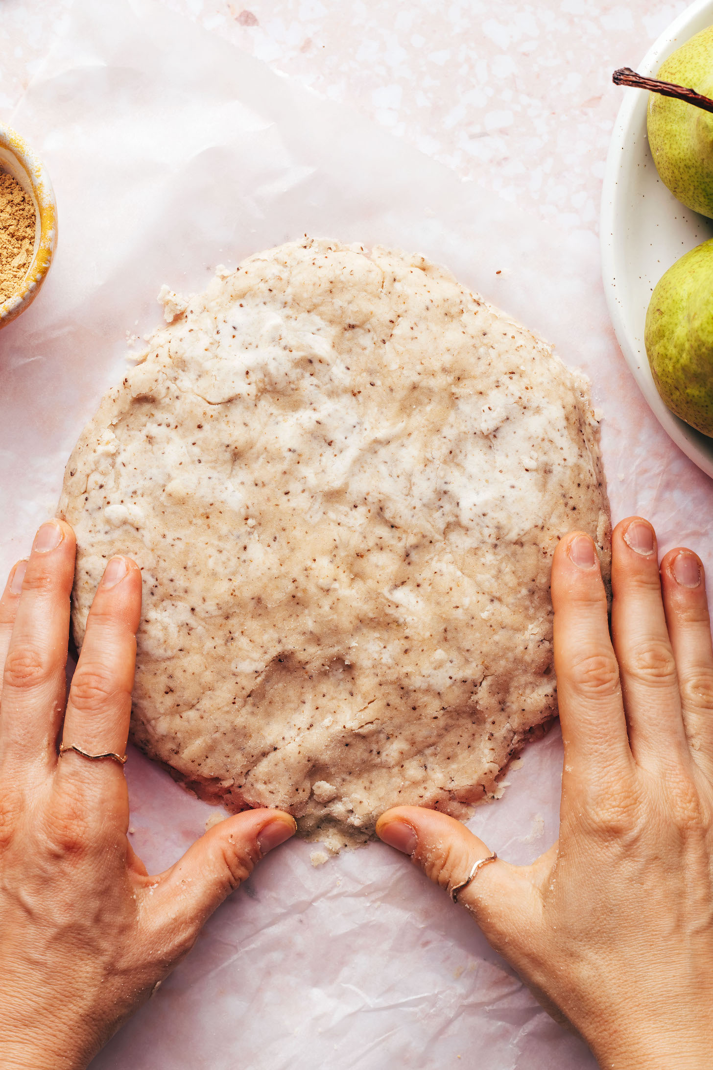 Circle of vegan gluten-free tart dough