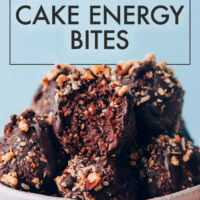 Bowl of German chocolate cake energy bites