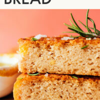 Stack of two pieces of fluffy gluten-free focaccia bread