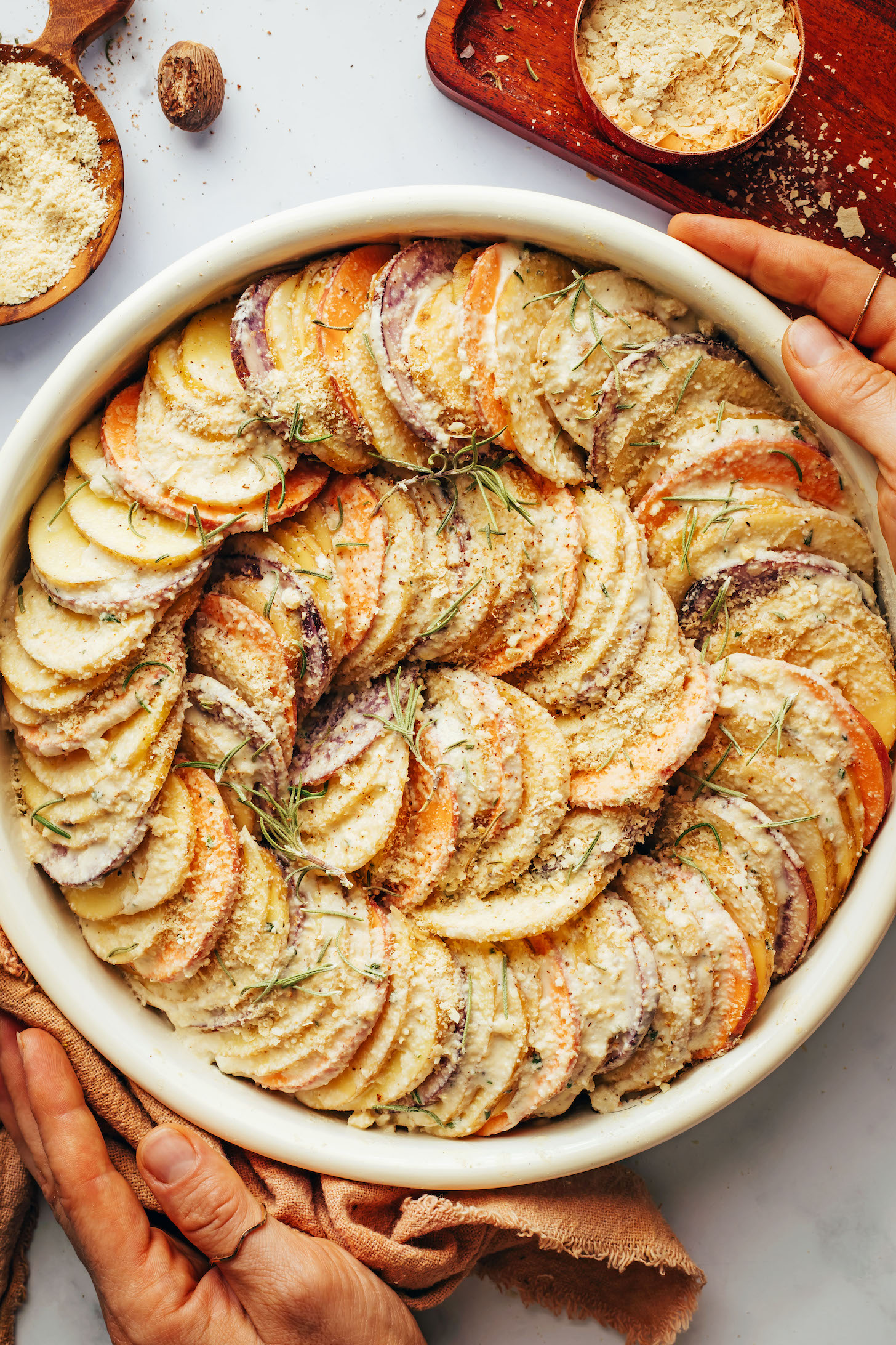 Potato au gratin before baking
