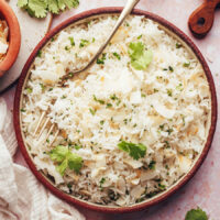 Overhead shot of a bowl of coconut rice