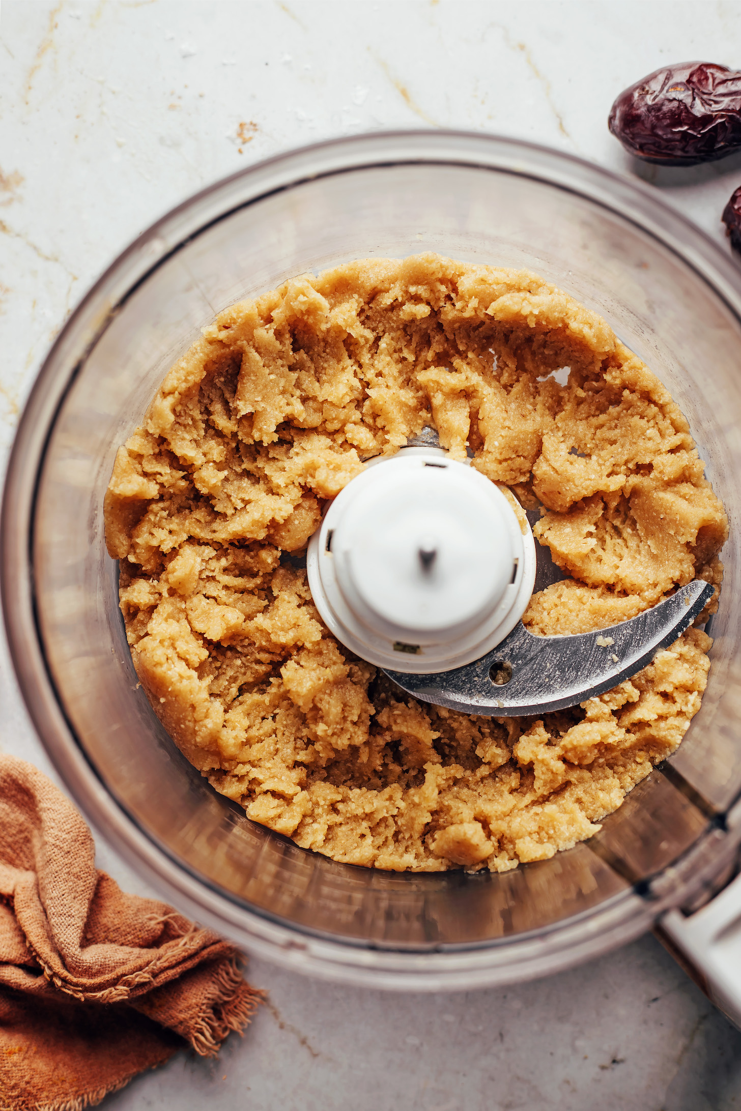 No-bake cinnamon roll dough in a food processor