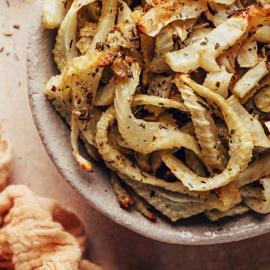 Bowl of roasted fennel