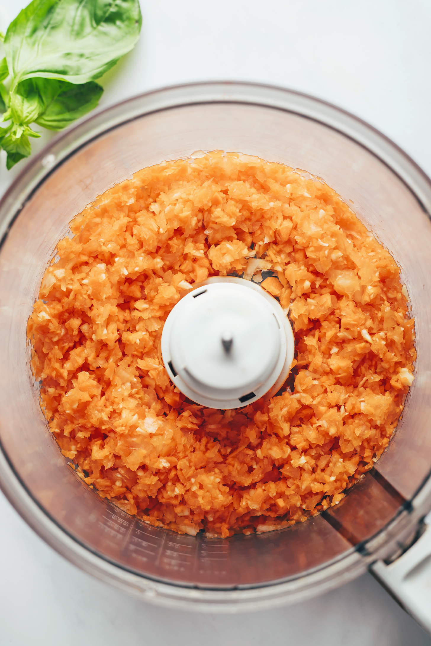 Carrots chopped in a food processor