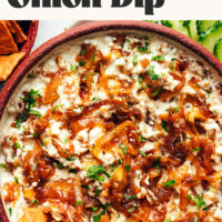 Image of creamy vegan caramelized onion dip
