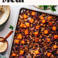 Image of Italian herb tofu sheet pan meal