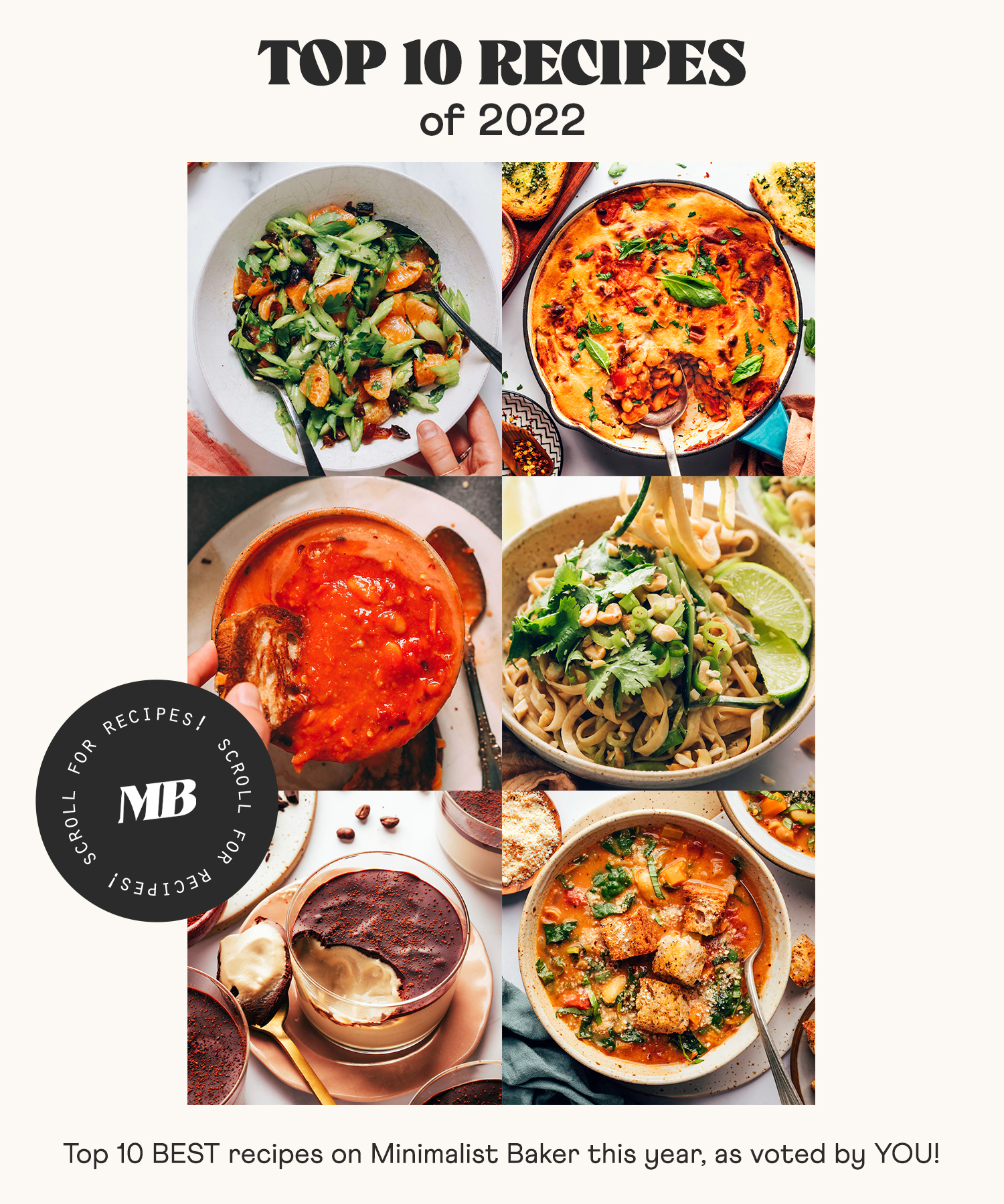 Image of the top 10 recipes of 2022