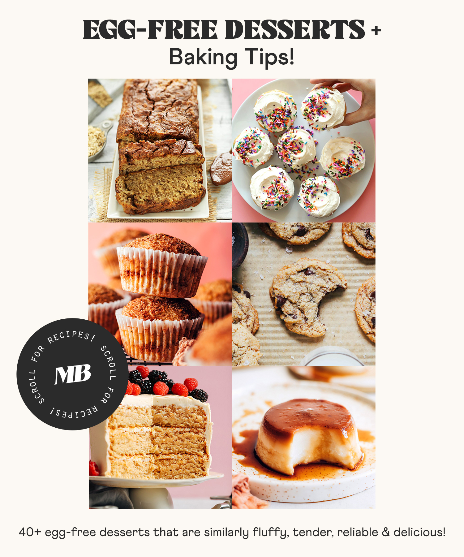 Image of egg-free desserts and baking tips