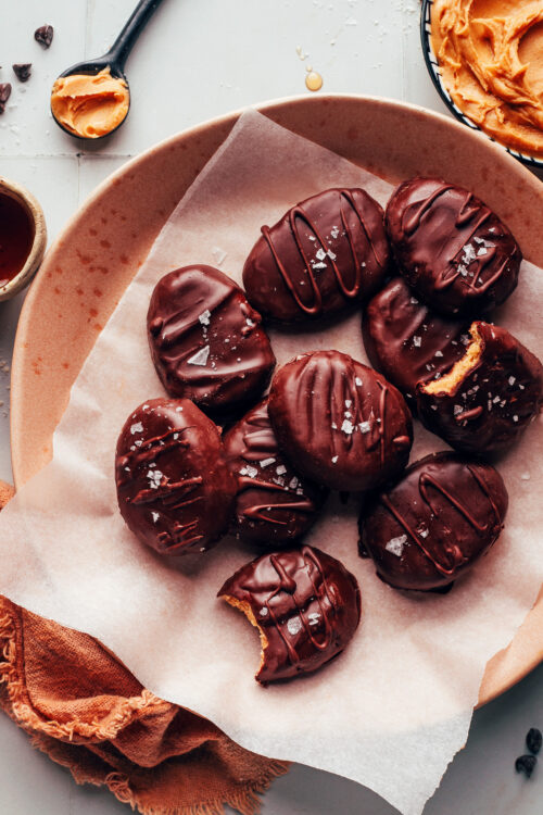 Plate of homemade vegan peanut butter eggs