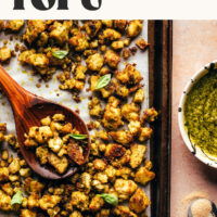 Image of crispy baked pesto tofu