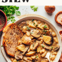 Image of cozy white bean mushroom stew