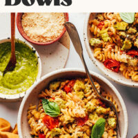 Image of easy pesto pasta bowls