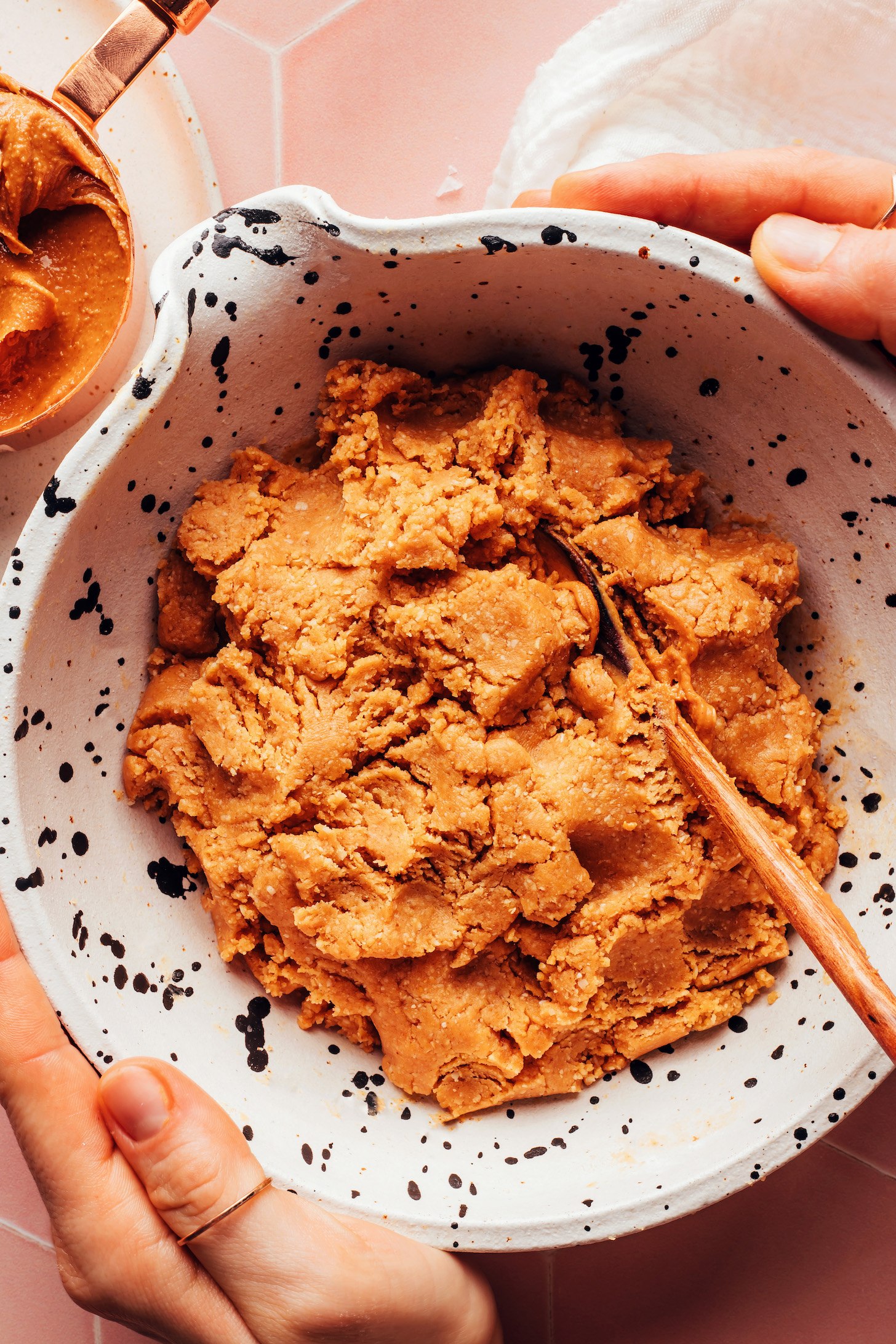Bowl of gluten-free peanut butter cookie dough
