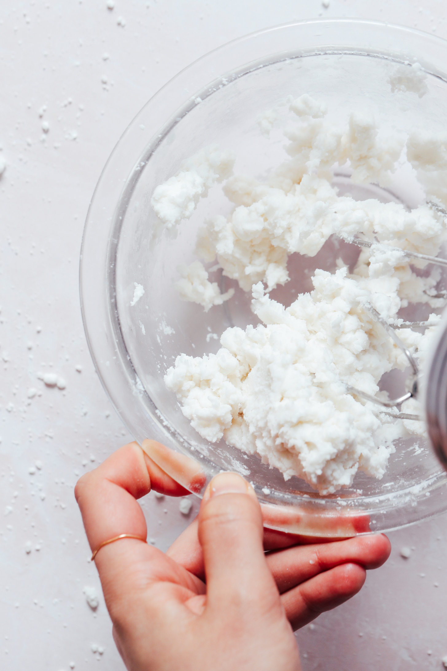 Using a hand mixer to make vegan Oreo filling