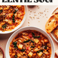 Image of nourishing cabbage, fennel, and lentil soup