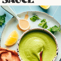 Image of herby green tahini sauce