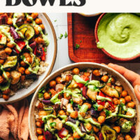 Image of roasted chickpea veggie bowls