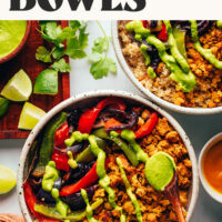 Image of smashed chickpea taco bowls