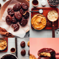 Photos showing the process of making our easy vegan peanut butter eggs recipe