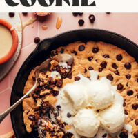 Image of tahini chocolate chip skillet cookie