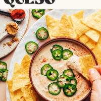 Image of creamy vegan white bean queso