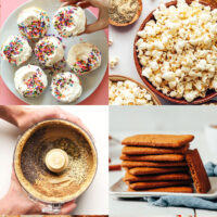 Assortment of recipe photos of easy nut-free back-to-school recipes