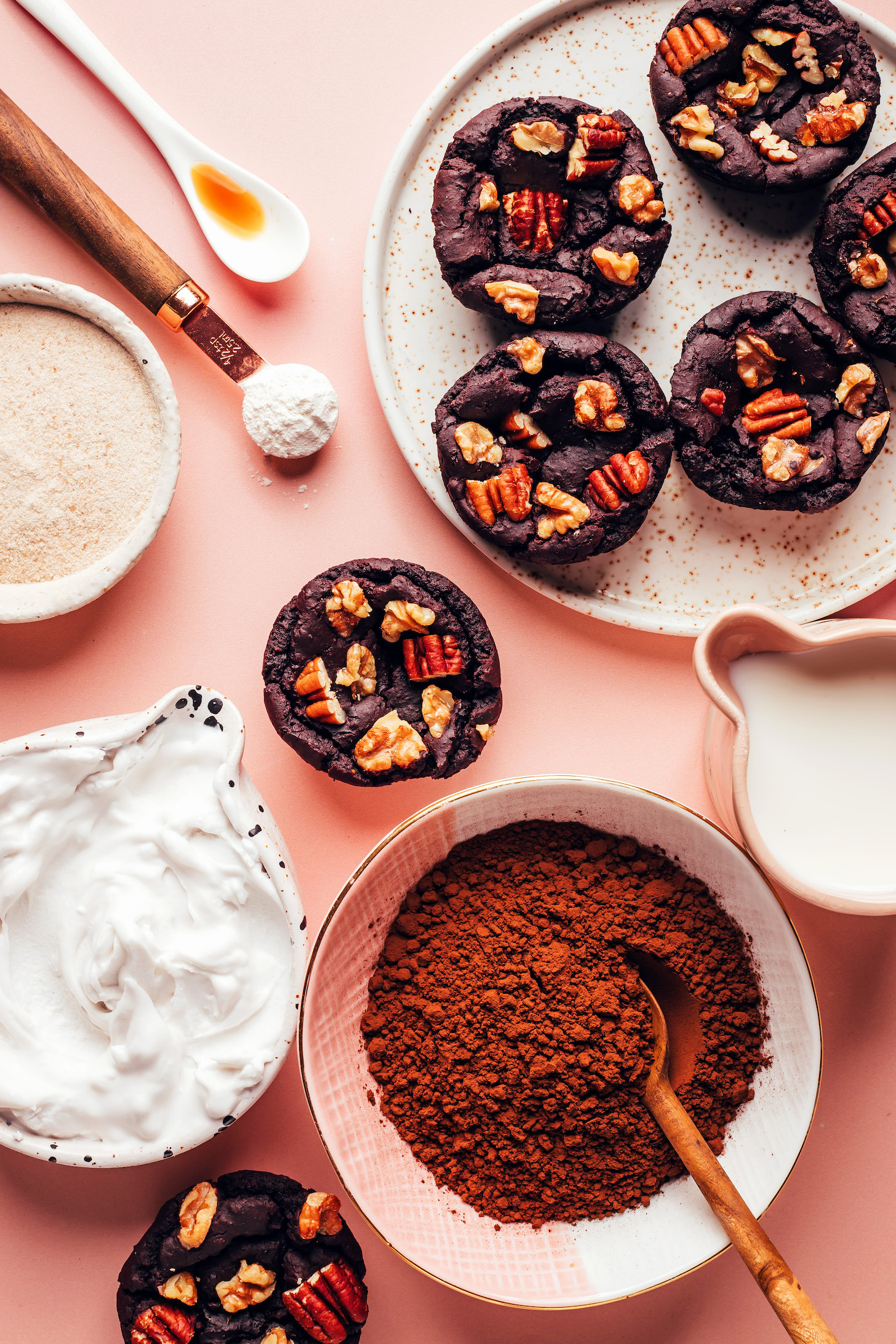 Coconut milk, cocoa powder, almond milk, black bean brownies, vanilla, xanthan gum, and sugar