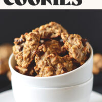 Stack of bowls filled with our refined sugar-free, gluten-free, and vegan breakfast cookies