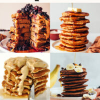 Photos of some of our fan favorite pancake recipes with text that says perfect for any meal