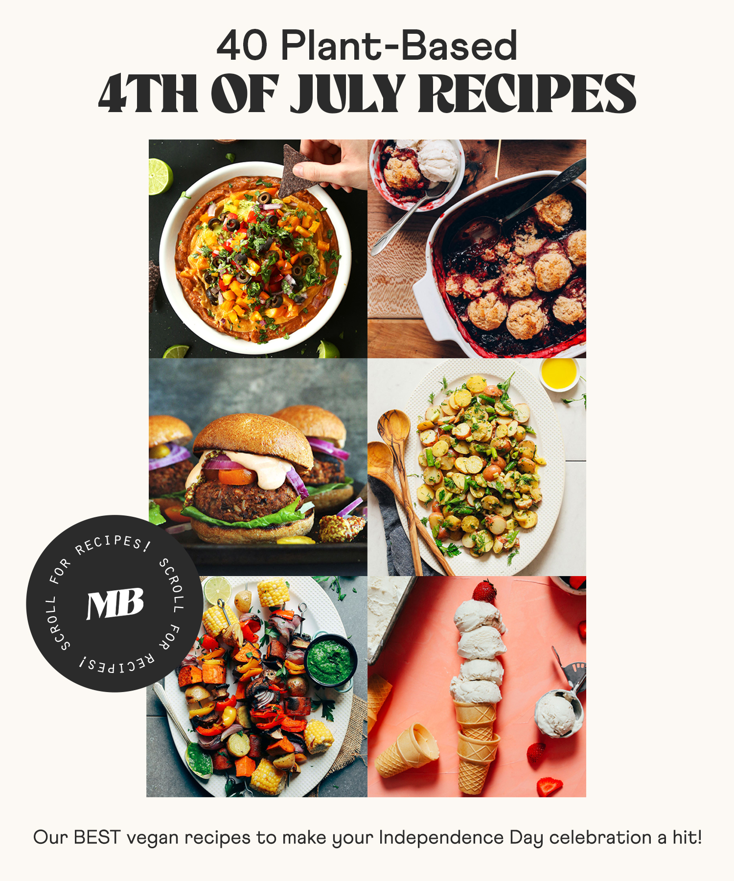 Assortment of vegan 4th of July recipes