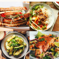 Photos of sandwiches, bowls, salads, and more cooling cucumber recipes perfect for summer